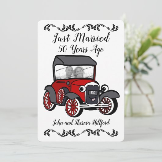 Invitation Voiture ancienne 50e anniversaire (Debout devant)