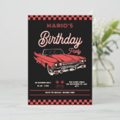 Invitation Voiture ancienne classique d'anniversaire (Debout devant)