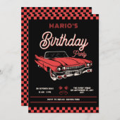 Invitation Voiture ancienne classique d'anniversaire (Devant / Derrière)