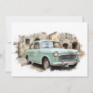 Invitation Voiture Ancienne dans un Cadre Rustique