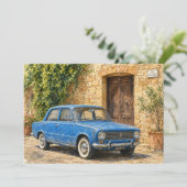 Invitation Voiture Ancienne dans une Rue Rustique (Debout devant)
