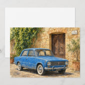 Invitation Voiture Ancienne dans une Rue Rustique (Devant / Derrière)