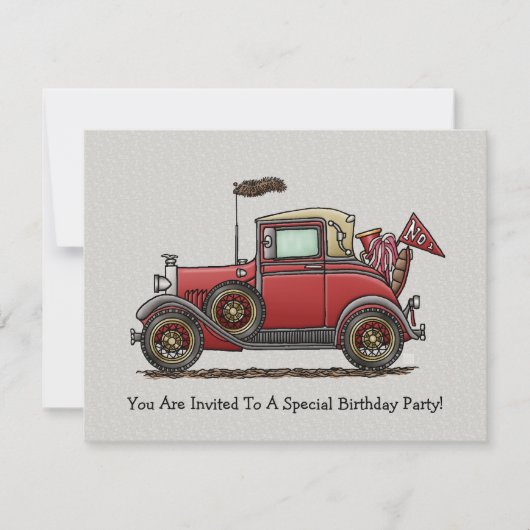 Invitation Voiture ancienne mignonne (Devant)