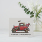 Invitation Voiture ancienne mignonne (Debout devant)