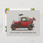 Invitation Voiture ancienne mignonne (Devant / Derrière)