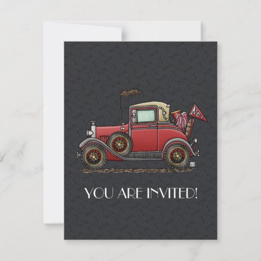 Invitation Voiture ancienne mignonne (Devant)