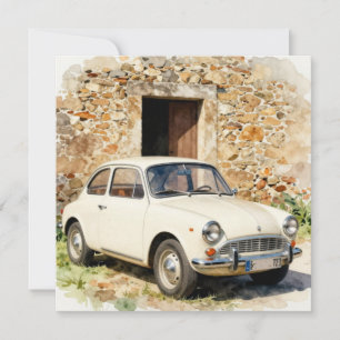 Invitation Voiture Ancienne près d'un Bâtiment en Pierre