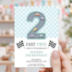Invitation Voiture Anniversaire Pastel Fast Two