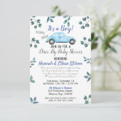 Invitation Voiture Bleue & Parade Verdure Par Baby shower (Debout devant)