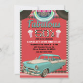 Invitation Voiture Classique Rétro Années 50 Fête 50 (Devant)