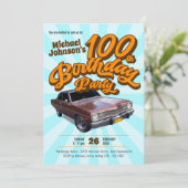 Invitation Voiture classique Vintage Amusement Retro 100e fêt (Debout devant)