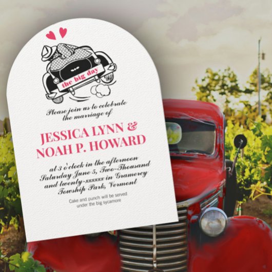 Invitation Voiture convertible vintage Retro Red Classic les