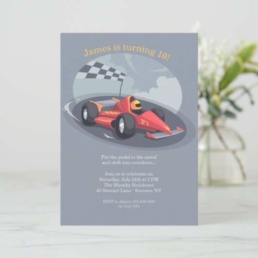 Invitation voiture de course (Debout devant)