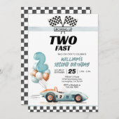 Invitation Voiture de course 2 Rapide 2e anniversaire (Devant / Derrière)