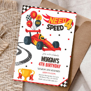 Invitation Voiture de course 4e anniversaire