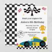 Invitation Voiture de course Anniversaire, 6e anniversaire In (Devant / Derrière)