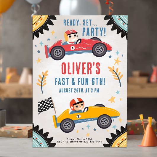 Invitation Voiture de course Anniversaire Bash