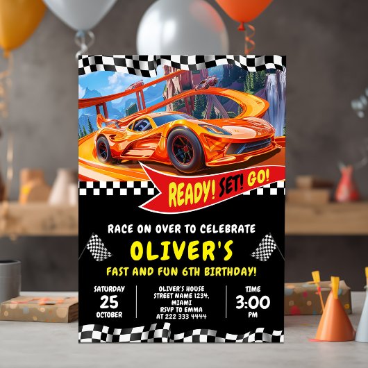 Invitation Voiture de course Anniversaire Bash
