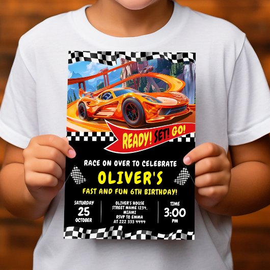 Invitation Voiture de course Anniversaire Bash