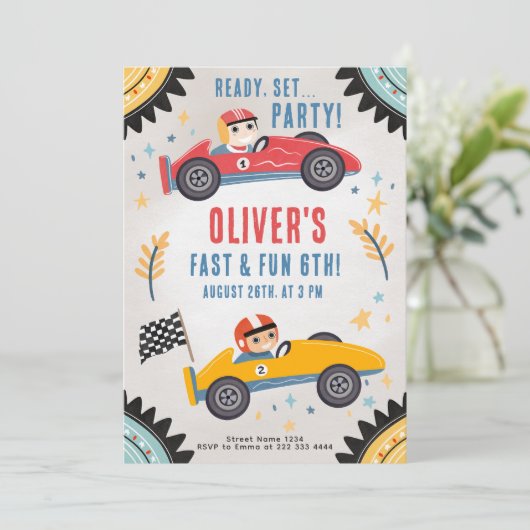 Invitation Voiture de course Anniversaire Bash (Debout devant)