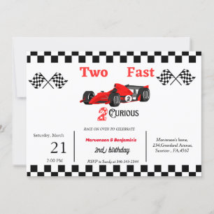 Invitation Voiture de course bithday jumeaux garçons grandiss