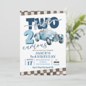 Invitation Voiture de course bleue Two Fast Two Curious 2e an (Debout devant)