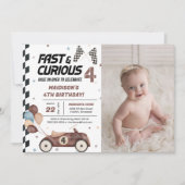 Invitation Voiture de course Brown rapide et curieux 4e anniv (Devant)