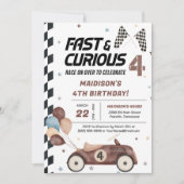 Invitation Voiture de course Brown rapide et curieux 4ème ann (Devant)