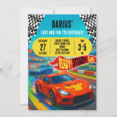 Invitation Voiture de course colorée fête d'anniversaire (Devant)