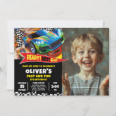 Invitation Voiture de course cool pour enfants (Devant)