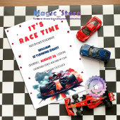 Invitation Voiture de course de Formule rouge Fumée Étoiles F