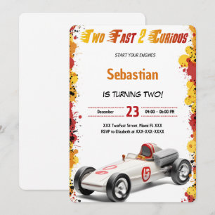 Invitation Voiture de course, deux anniversaires rapides
