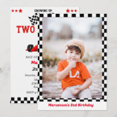 Invitation Voiture de course Deux garçon rapide 2e anniversai (Devant / Derrière)