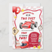 Invitation Voiture de course Deux Rapide 2e anniversaire (Devant)