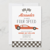 Invitation Voiture De Course Fabriquée Quatre Vitesses Annive (Devant)