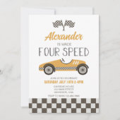 Invitation Voiture De Course Fabriquée Quatre Vitesses Annive (Devant)