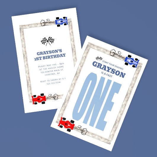 Invitation Voiture de course Fast One 1er anniversaire