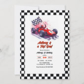 Invitation Voiture de course "Fast One" 1er anniversaire fête (Devant)