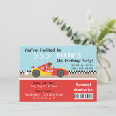 Invitation Voiture de course, fête d'anniversaire, billet d'e (Debout devant)