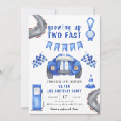 Invitation Voiture de course grandit deux Fête d'anniversaire (Devant)