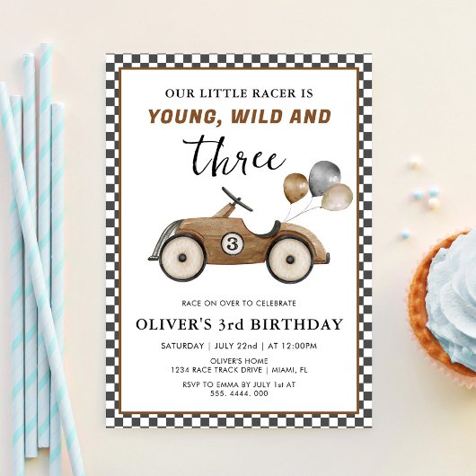 Invitation Voiture de course Jeune Wild & Trois Garçons Anniv