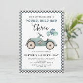 Invitation Voiture de course Jeune Wild & Trois Garçons Anniv (Debout devant)