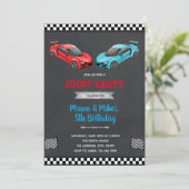 Invitation Voiture de course joint garçon (Debout devant)