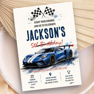 Invitation Voiture de course minimaliste 5e anniversaire