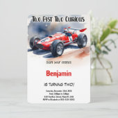 Invitation Voiture de course modifiable, deux anniversaires r (Debout devant)