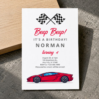 Invitation Voiture de course personnalisée pour garçons pour 