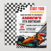 Invitation Voiture de course personnelle fête d'anniversaire  (Devant / Derrière)