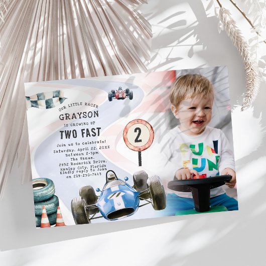 Invitation Voiture de course pour enfants Thème 2ème annivers