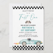 Invitation Voiture de course Premier anniversaire Fast One (Devant)
