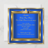 Invitation Voiture de course Prince Baby shower Blue Gold Boy (Dos)